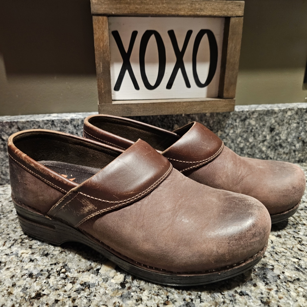 Brown Leather Clogs